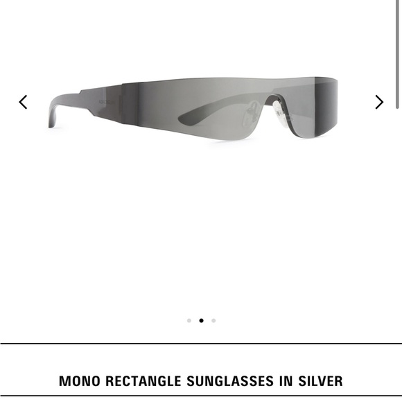 BALENCIAGA MONO RECTANGLE SUNGLASSES IN SILVER - Picture 1 of 5